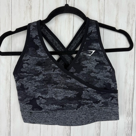 Gymshark Black Gray Camo Sports Bra - Picture 1 of 2
